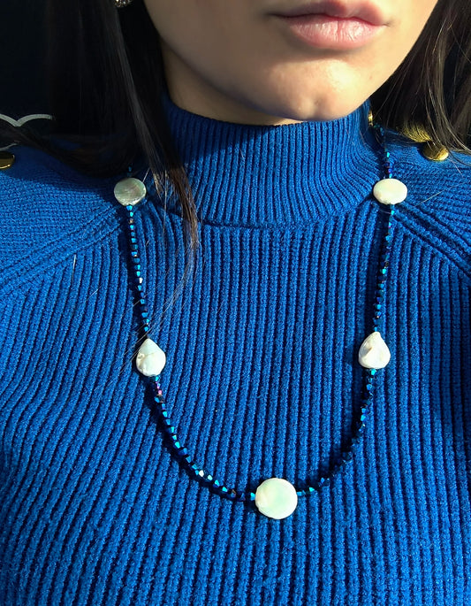 COLLIER ZIRCONIA E PERLE